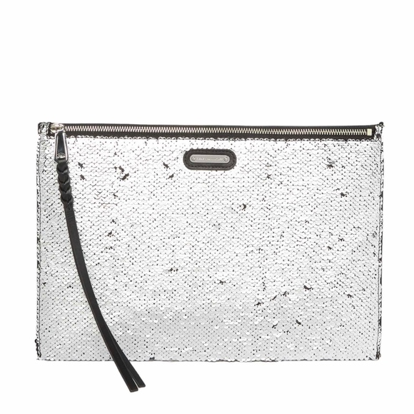 Rebecca Minkoff Large Sequin Leather Zip Clutch